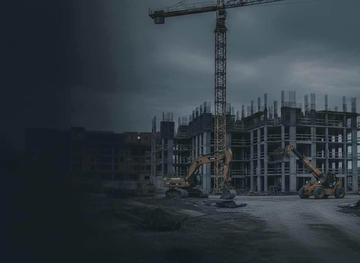 Construction worksite with safety equipment